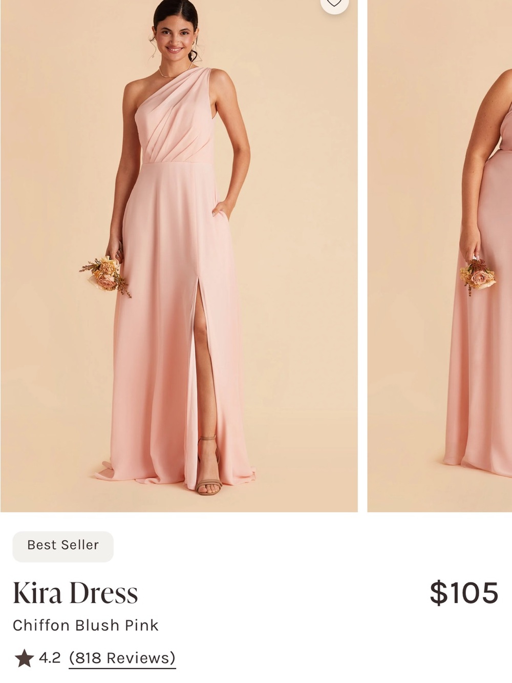 Birdy Grey Blush Pink One-Shoulder Chiffon Gown